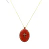 Collier fil or Croix fond Corail GM