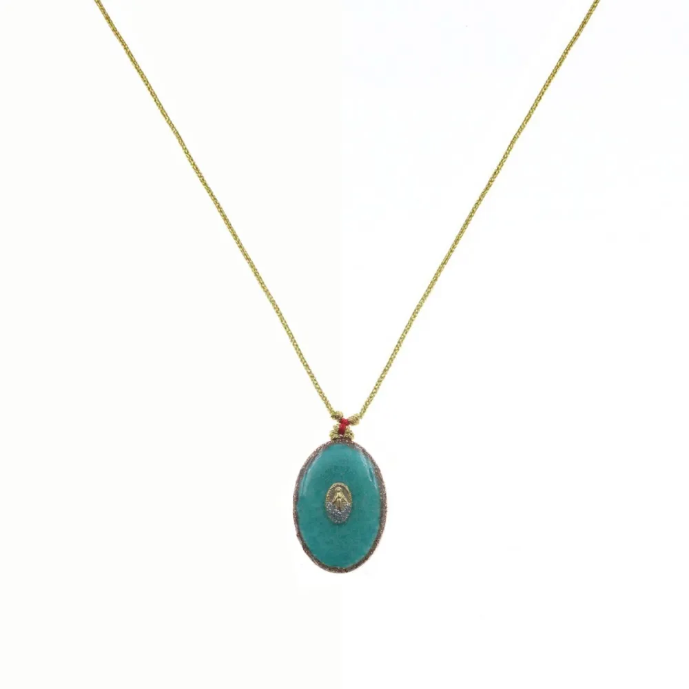Collier fil or Croix fond Turquoise MM