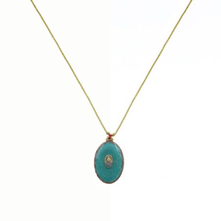 Collier fil or Croix fond Turquoise MM