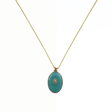 Collier fil or Croix fond Turquoise MM