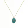 Collier fil or Croix fond Turquoise MM