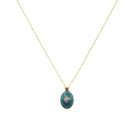 Collier fil or madone fond turquoise PM vanessa simon