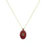 Collier fil or Madone fond corail MM