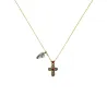 Collier avec croix émaillé corail vanessa simon