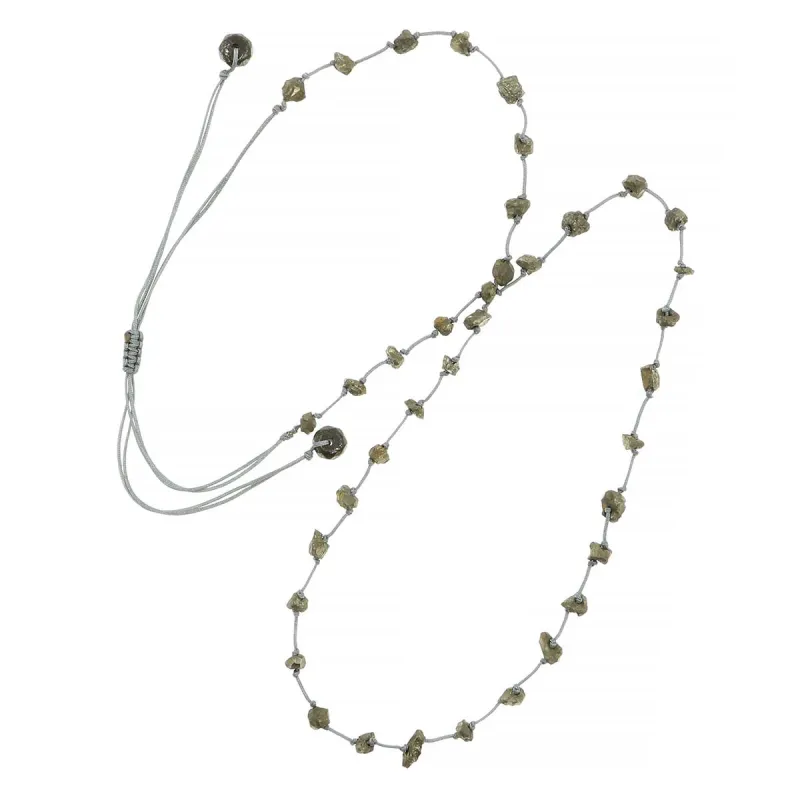 Collier  Pyrite fil gris vanessa simon