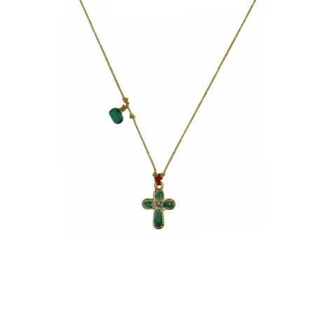 Collier croix malachite