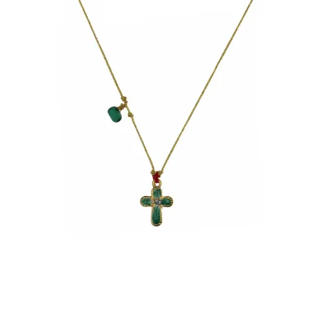 Collier croix malachite
