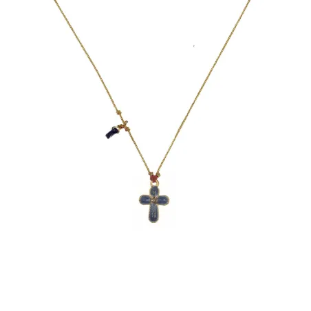Collier Croix Émaillée Lapis lazuli – Bijou d’Exception Vanessa Simon