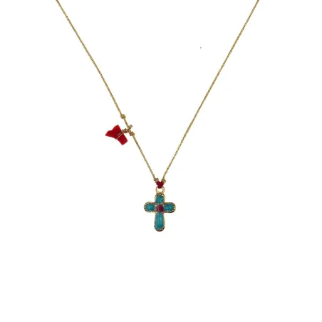 Collier Croix Émaillée turquoise – Bijou d’Exception Vanessa Simon