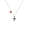 Collier Croix Émaillée turquoise – Bijou d’Exception Vanessa Simon