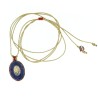 Collier Médaillon Croix Lapis Lazuli Émaillé Or – Fait Main | Vanessa Simon