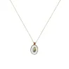 Collier médaillon madone PM émaillé blanc sur fil or