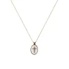 Collier médaillon croix PM émaillé blanc sur fil or