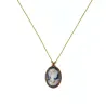 Collier médaillon MM camé sur lapis-lazuli fil or, Vanessa simon