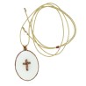 Collier Médaillon Croix Lapis Lazuli Émaillé Or – Fait Main | Vanessa Simon