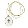 Collier Médaillon Croix Lapis Lazuli Émaillé Or – Fait Main | Vanessa Simon