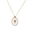 Collier médaillon madone émaillé blanc sur fil or