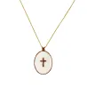 Collier médaillon madone émaillé blanc sur fil or