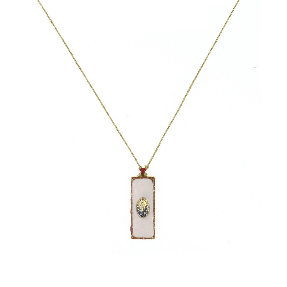 Collier Médaillon Croix Lapis Lazuli Émaillé Or – Fait Main | Vanessa Simon