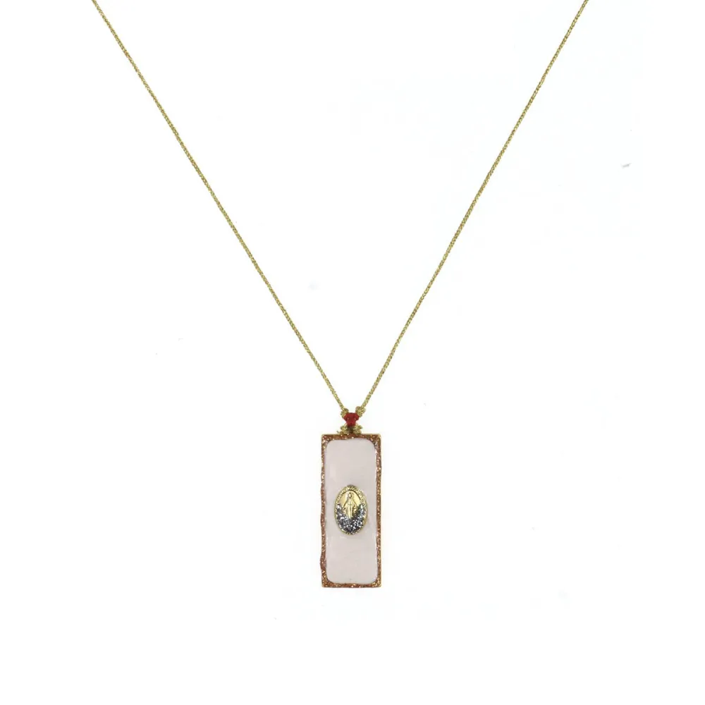 Collier Médaillon Croix Lapis Lazuli Émaillé Or – Fait Main | Vanessa Simon