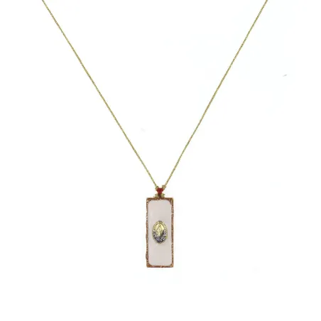 Collier Médaillon Croix Lapis Lazuli Émaillé Or – Fait Main | Vanessa Simon