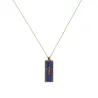 Collier barrette croix émaillé lapis lazuli sur fil or vanessa simon