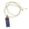 Collier Médaillon Croix Lapis Lazuli Émaillé Or – Fait Main | Vanessa Simon