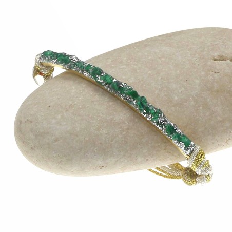 Bracelet demi-jonc malachite réglable