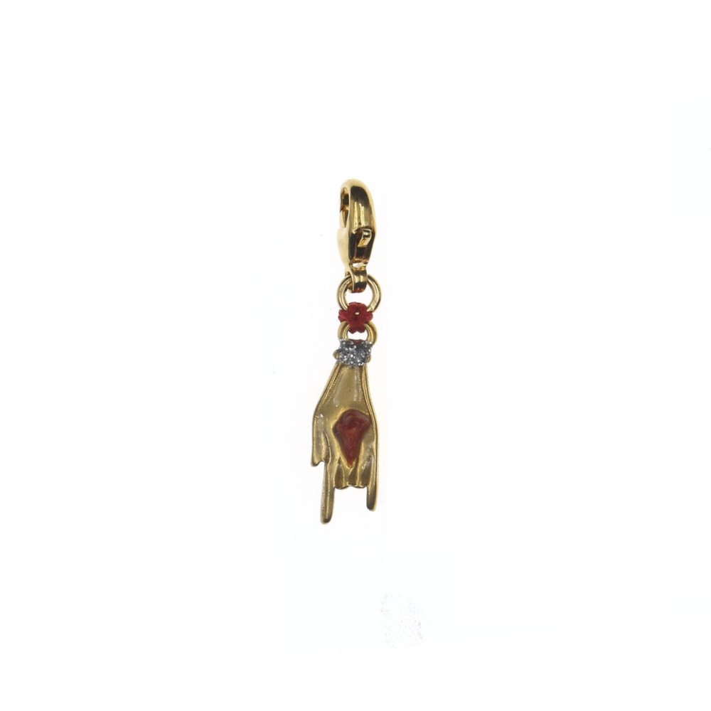 Charm Mano cortuno avec incrustation corail