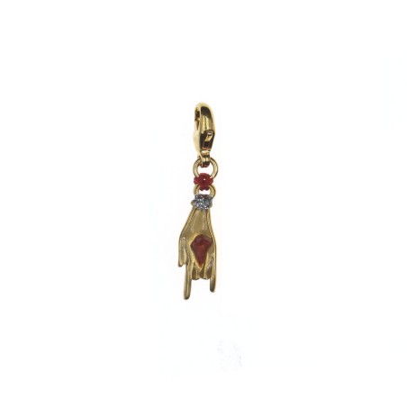 Charm Mano cortuno avec incrustation corail