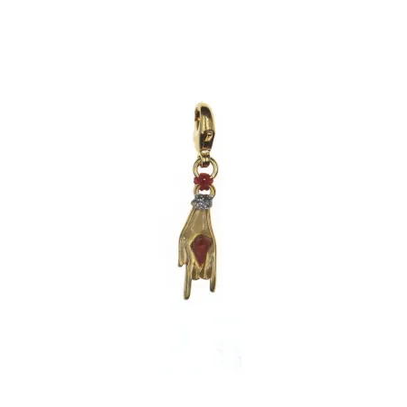Charm Mano cortuno avec incrustation corail
