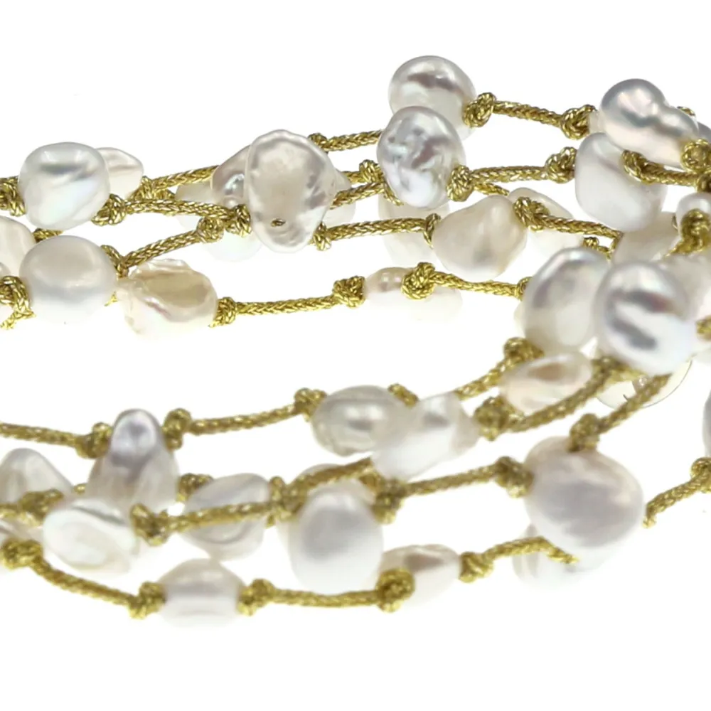 Collier en pierres naturelles Nacre baroque. Peut se porter en ras de cou ou sautoir selon votre envie  en bracelet 3 tours poig