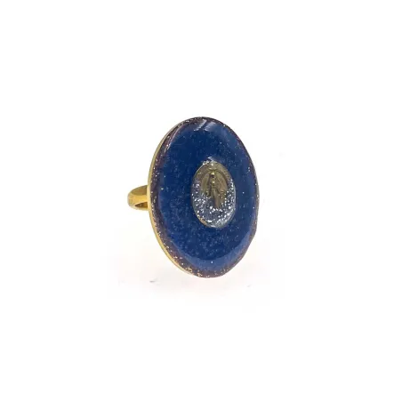 Bague Madone Lapis Lazuli Émaillée – Plaqué Or 18K vanessa-simon
