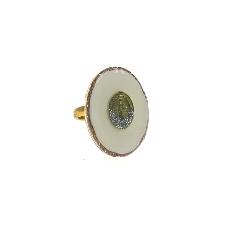 Bague GM émail blanc  madone vanessa simon