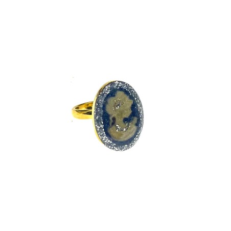 Bague PM lapis-lazuli  avec Camé vanessa simon