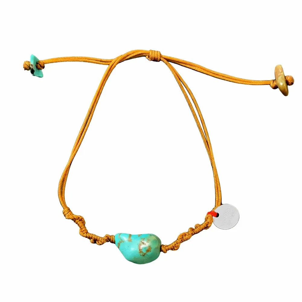 Bracelet avec pierre Turquoise fil moutarde