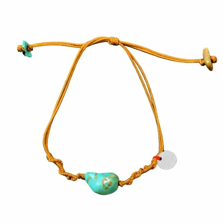 Bracelet avec pierre Turquoise fil moutarde