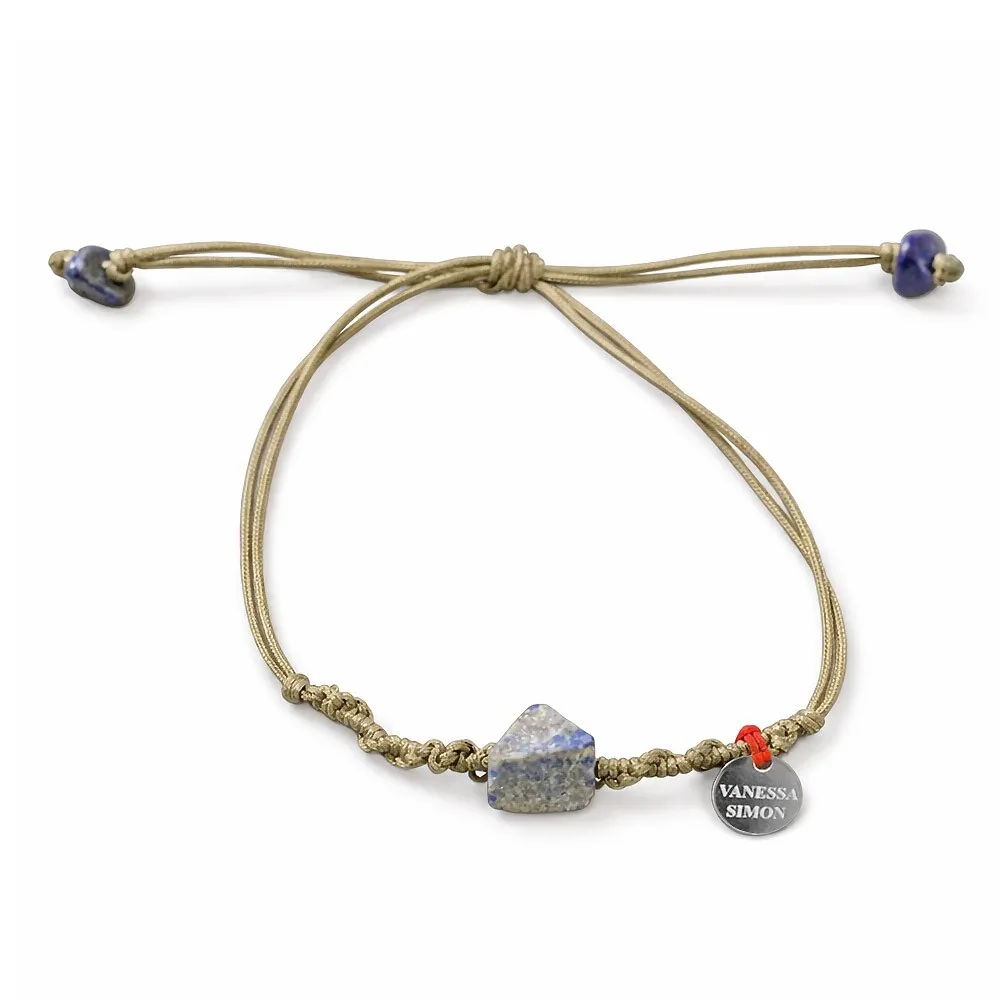 Bracelet Lapis lazuli fil grise
