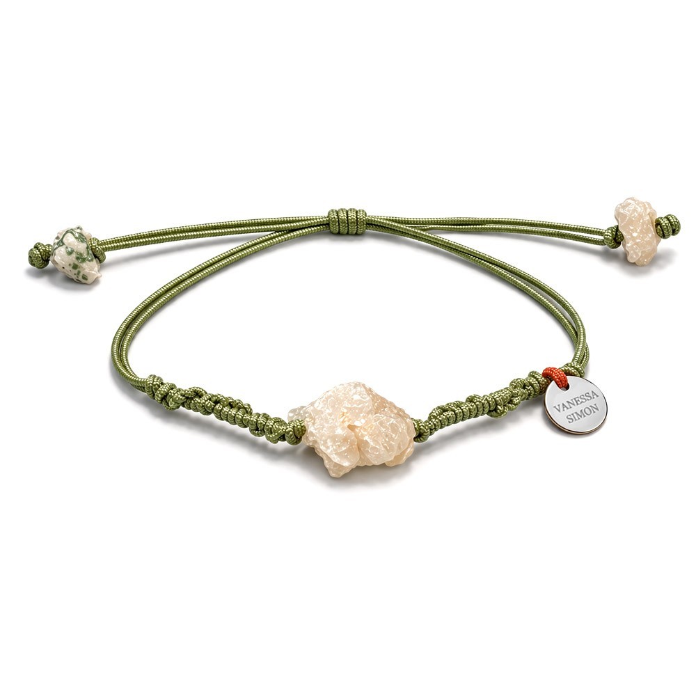 Bracelet Grenat fil vert olive