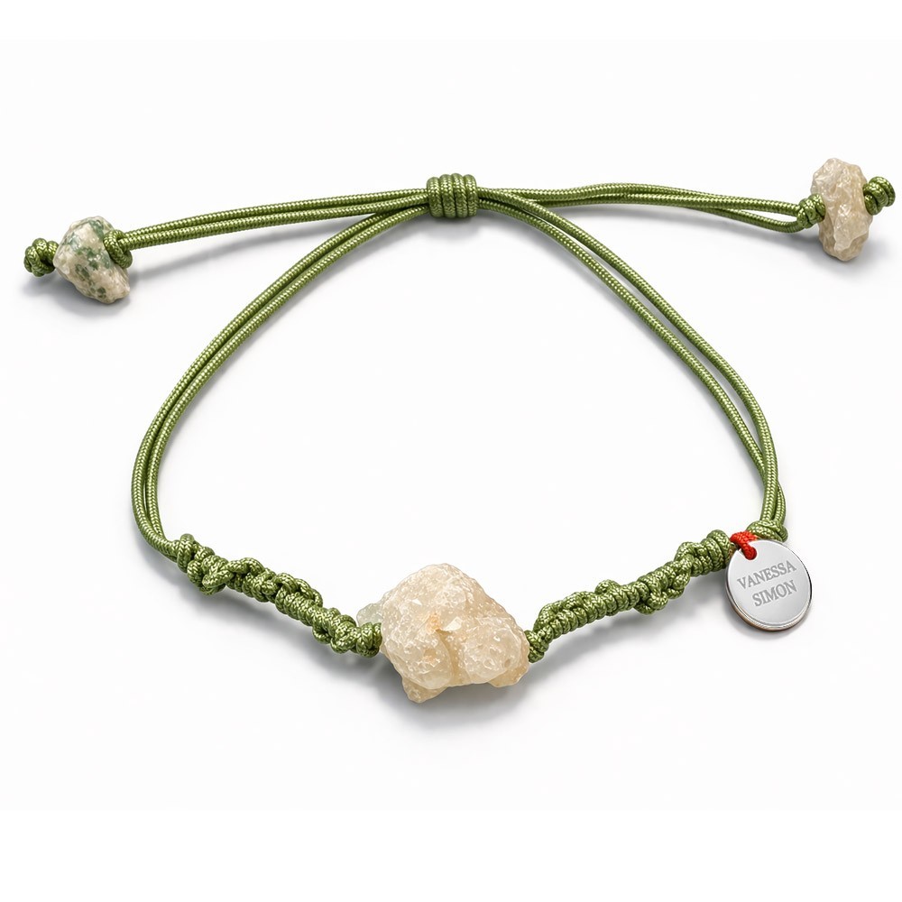 Bracelet Grenat fil vert olive
