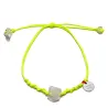 Bracelet avec pierre Cristal de Roche fil fluo jaune