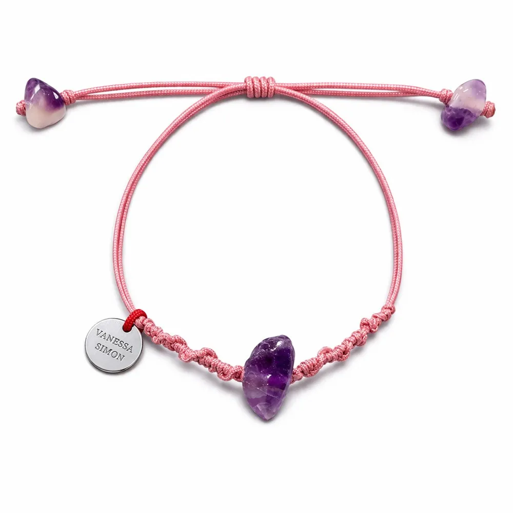 Bracelet Amethyste fil rose poudré