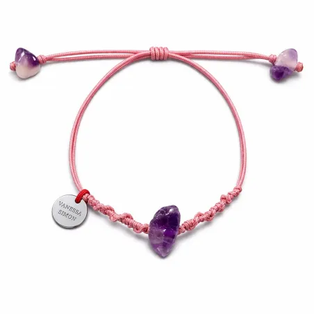 Bracelet Amethyste fil rose poudré