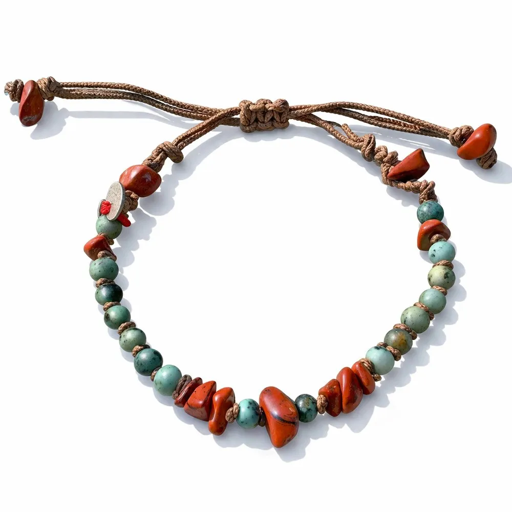 Bracelet homme vanessa simon en pierre turquoise africaine et jaspe