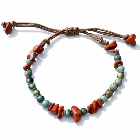 Bracelet homme vanessa simon en pierre turquoise africaine et jaspe
