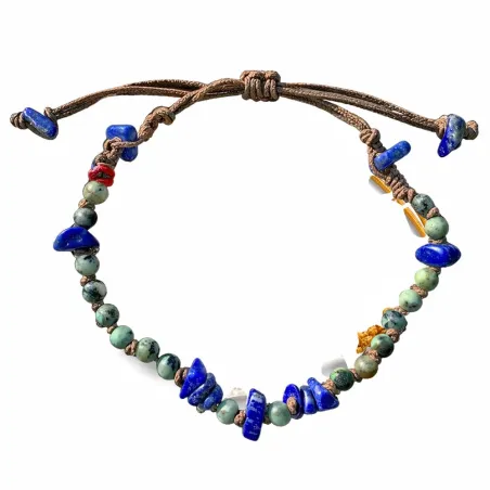Bracelet homme vanessa simon en lapis lazuli et turqoise africaine
