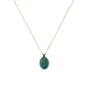 Collier fil or Médaillon turquoise croix doré vanessa simon