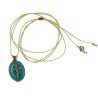 Collier fil or Médaillon turquoise croix doré vanessa simon