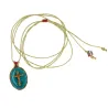 Collier fil or Médaillon turquoise croix doré vanessa simon