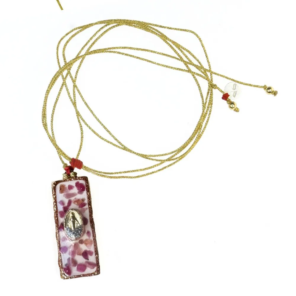 Collier Médaillon Croix Lapis Lazuli Émaillé Or – Fait Main | Vanessa Simon